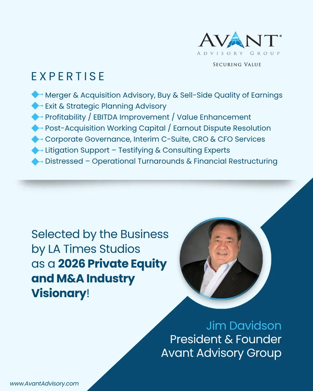  James F. Davidson Named Among 2026 Private Equity & M&A Business Visionaries by Business by LA Times Studios